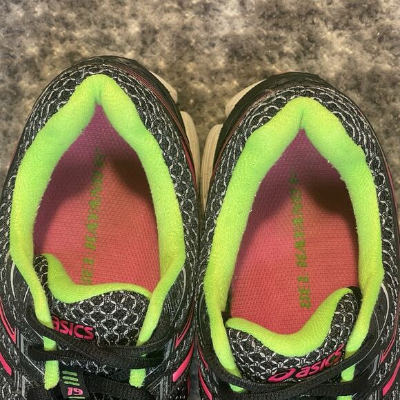 ASICS GEL-Kayano 19 Women’s 10 Running Shoes Black Pink Green T350N Sneakers - Picture 6 of 10